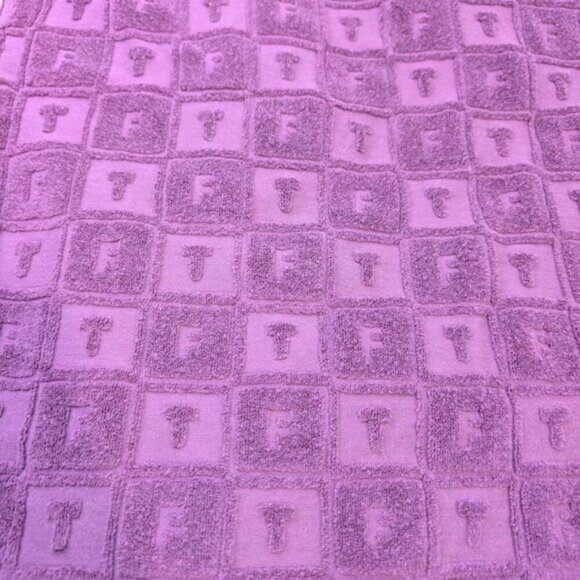 Teddy Fresh Terry Jacquard Men T-Shirt Purple Crew Neck Short Sleeve Men Size S - Picture 2 of 10